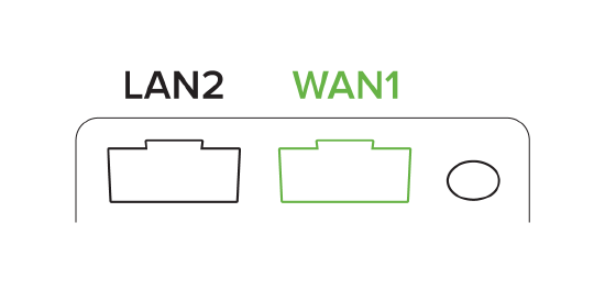 Diagram of configured ports. Ports are labeled LAN2 and WAN1