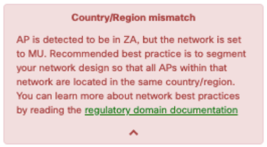Country/Region regulatory domain mismatch