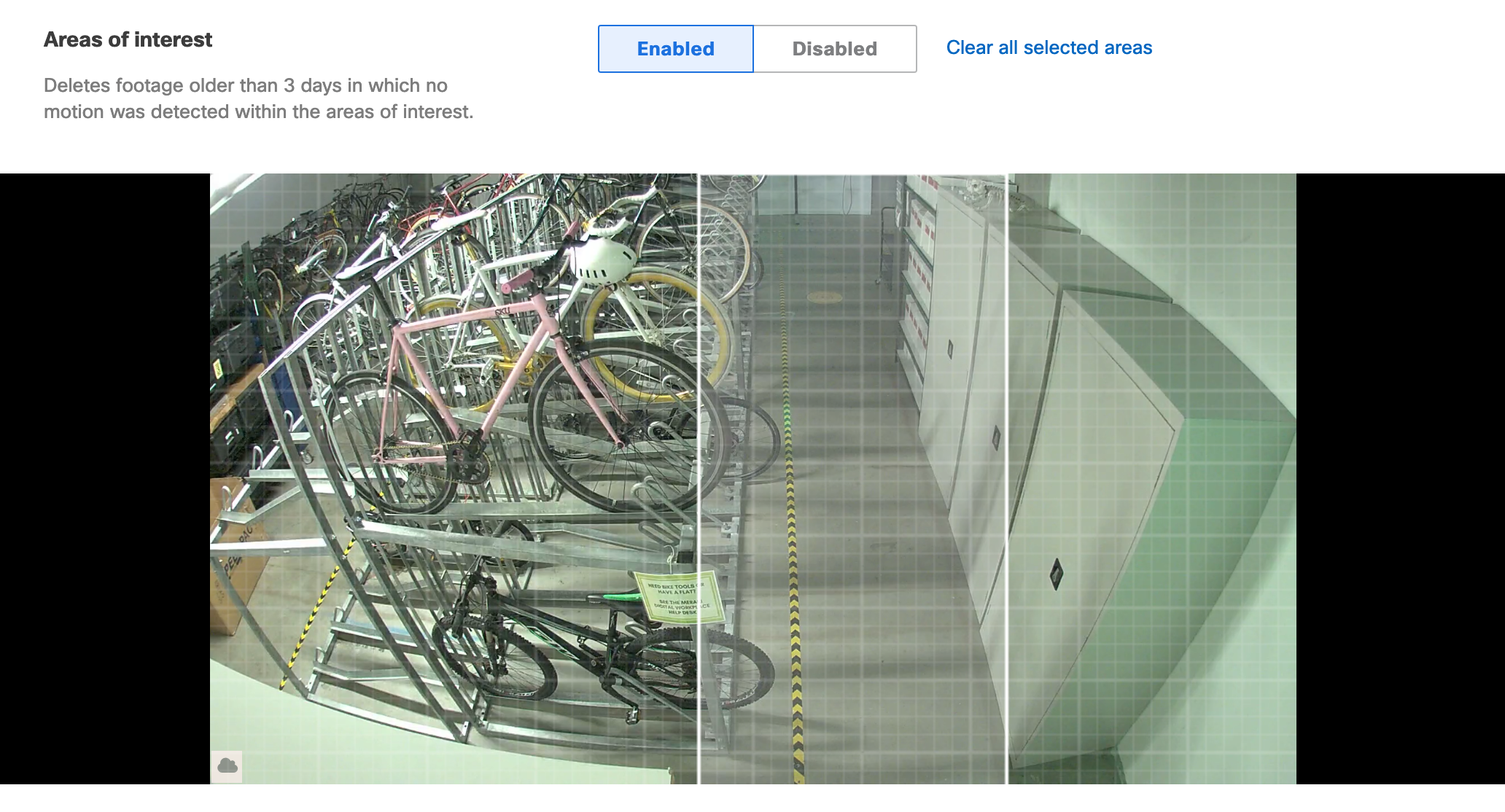 This image demonstrates that previously created areas of interest using the rectangular tool remain intact but cannot be edited, requiring redrawing with the polygon tool.