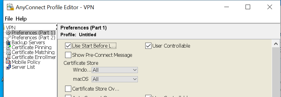 Once the SBL installation is complete, enable Start Before Logon (SBL) in the AnyConnect Profile and push profile to client.