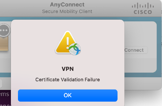 Certificate validation failure on AnyConnect
