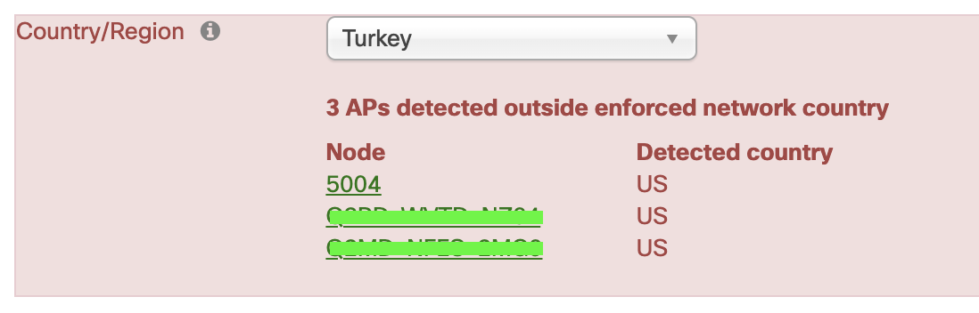 AP detected outside enforced network country alerts