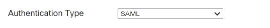 Authentication type set to SAML