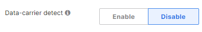 Data-carrier detect enable/disable radio buttons in the Meraki Dashboard. 