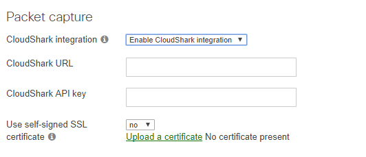 Enabling Cloudshark integration on the Dashboard