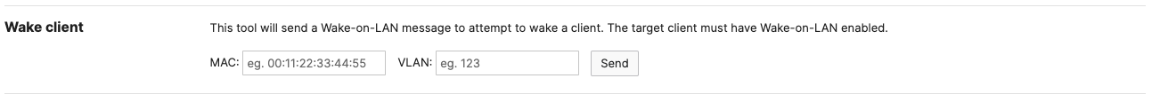 'Wake Client' tool - Dashboard