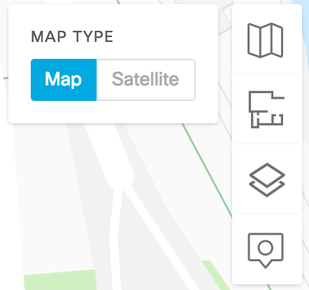 Floor plans can be toggled to display over map or satellite views, if desired.