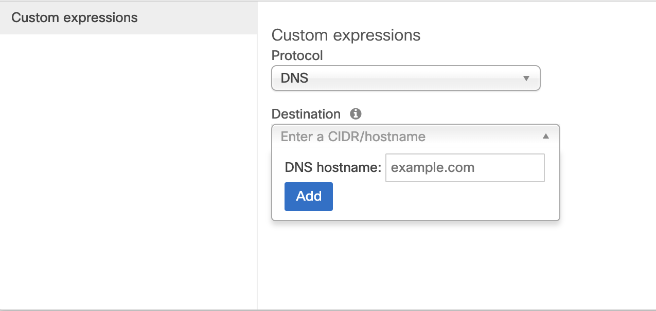 Configuring VPN Exclusion DNS Hostname