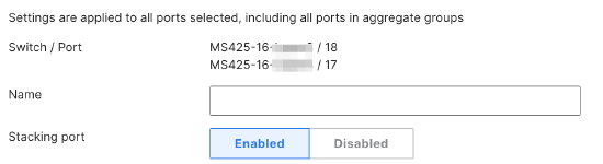 Stack configuration enable on port