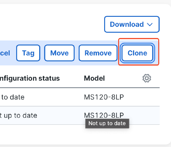 Clone switch in New Dashboard