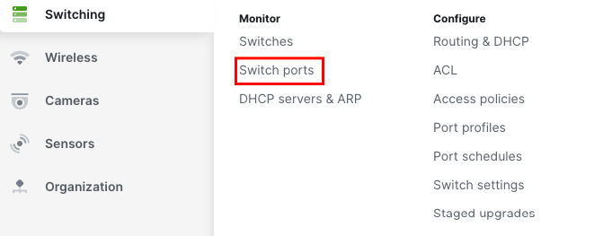 Switch Ports - page navigation