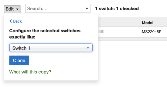 MS clone select source in old version Dashboard