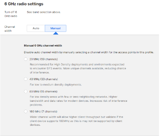 6GHZ Manual Channel Width settings