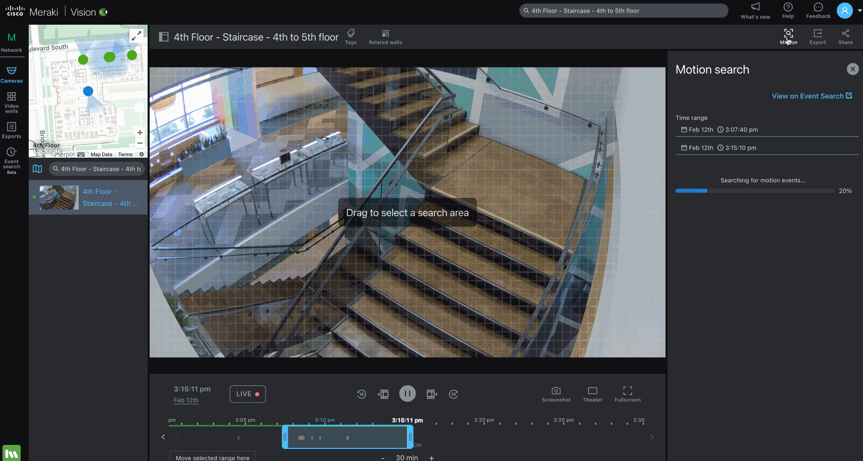 This GIF shows the motion search feature of the MV13 camera.