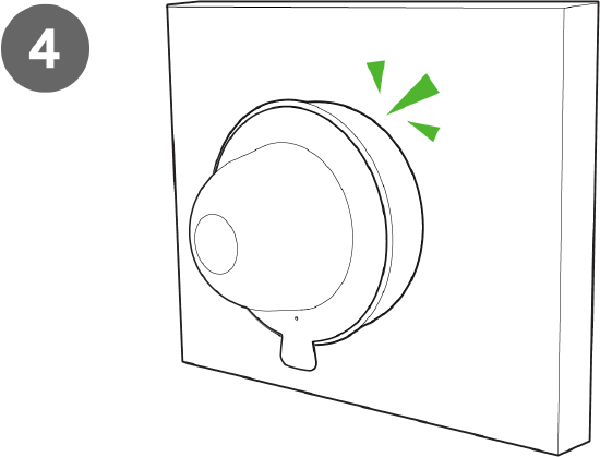 The image is displayed to show how to twist the camera while holding the button until a click is heard, indicating the action to operate the camera.