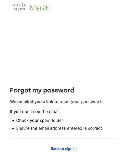 Dashboard Login Page - Forgot Password - Link Emailed