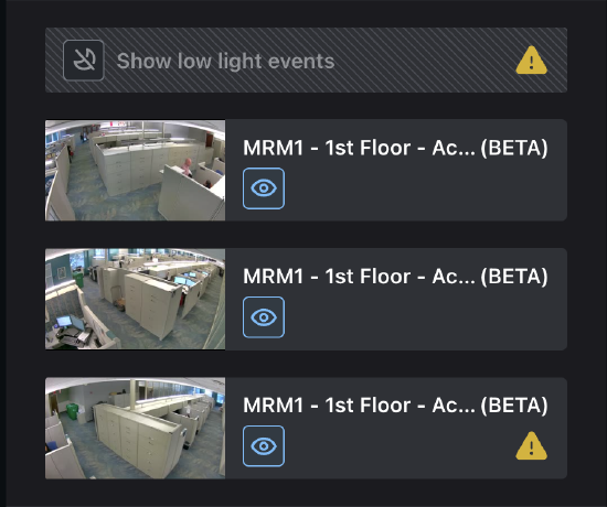 Motion events captured in night mode are automatically filtered out during attribute search. You still have the option to show low-light events.