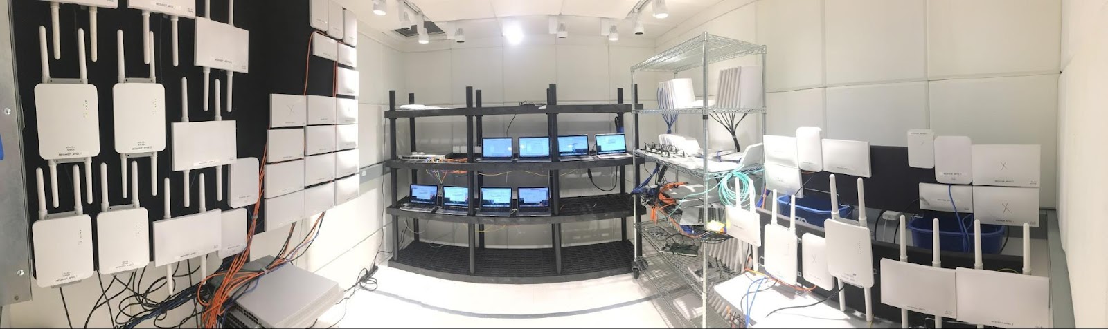 Image of the Meraki AP and MG test lab.