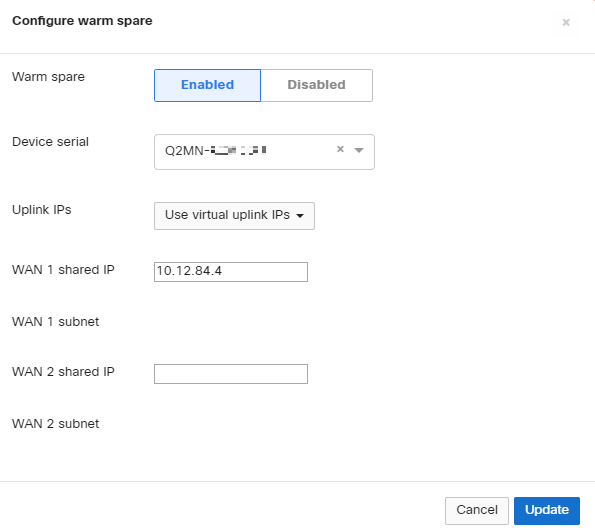 new warm spare configuration.