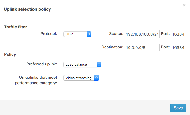To configure this rule, click Add preference under the VPN Traffic section.