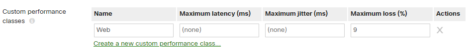 To configure this rule, select Create new custom performance class under the Custom performance classes section.