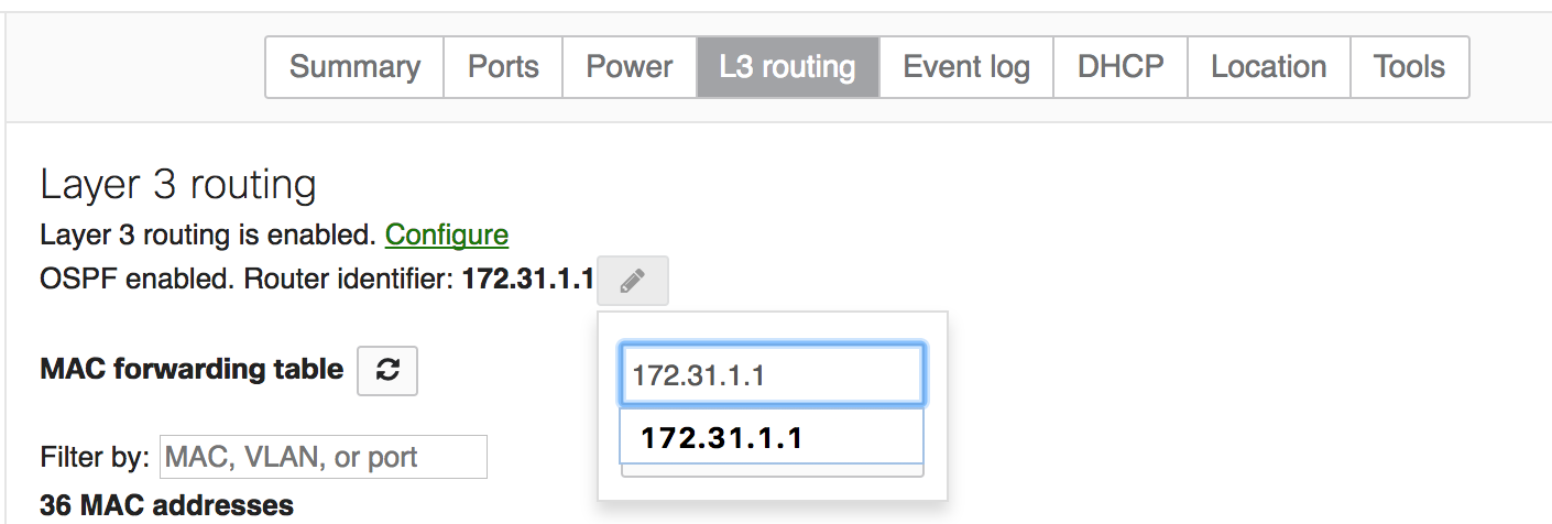 Configure router ID to simplify management under Switch > L3 Routing. 