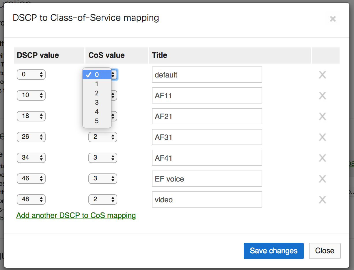 Assign the appropriate class of service queue to each DSCP value.