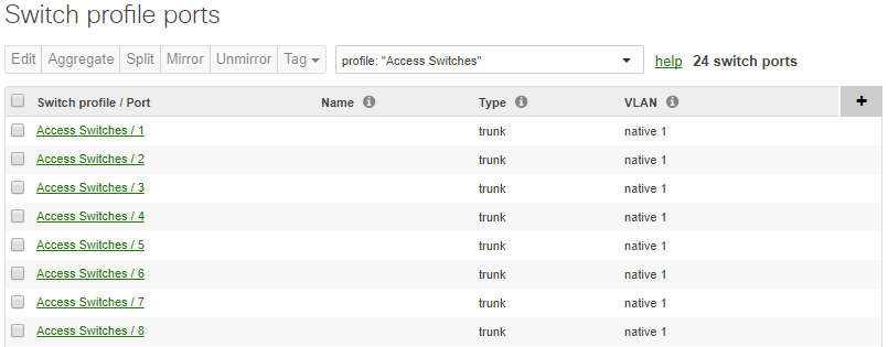 The following port configuration pages can be used in exactly the same way as normal switch port configuration pages.