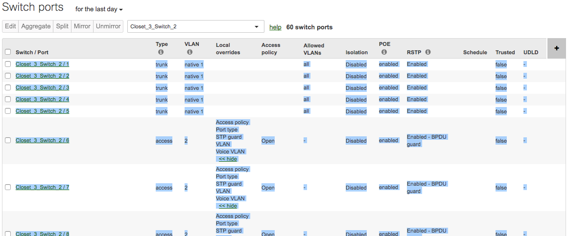 Then, take a screenshot of the port configuration, or copy and paste it into a spreadsheet or text editor application.