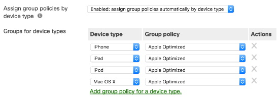Assign group policies by device type.