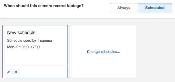 Video storage schedule.