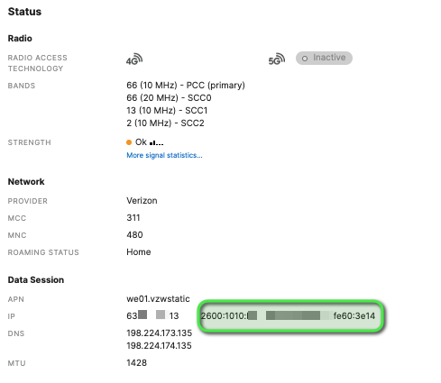 This information can also be found on the Uplink tab. Under the Uplink tab, scroll down to the Data Session section to see this information