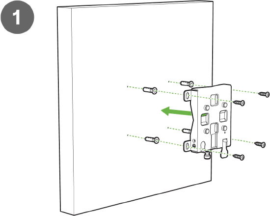 CW9163E wall mounting plate attached to wall.