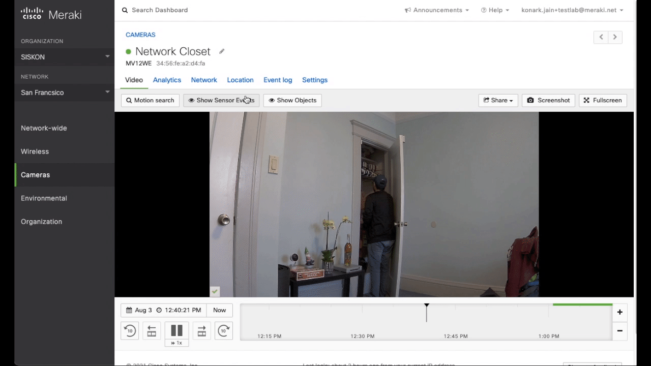 The integration also allows users to look for MT specific events on the video timeline. To view that, simply click on the Show Sensor Events button on the Video page.