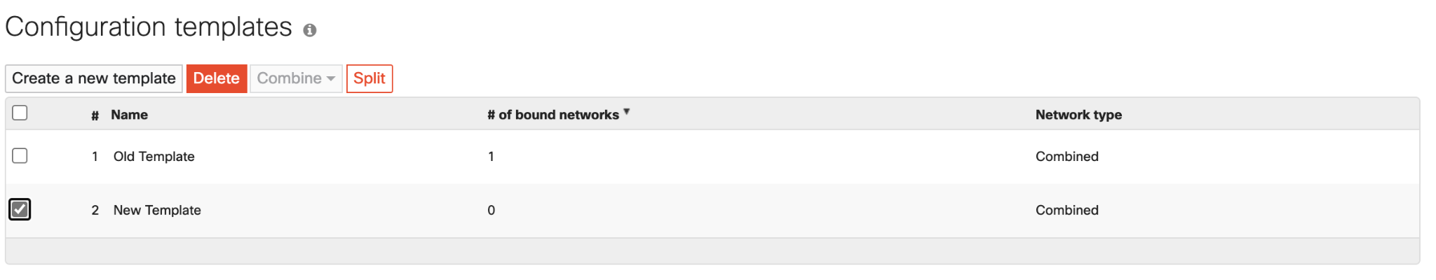 This image illustrates the process of splitting a newly created template into individual products, such as 'New Template - camera,' for integration with an existing template.