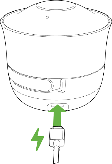 The image is displayed to show that the camera should be powered on after installation using either the AC Power Adapter or the Ethernet to USB Dongle.