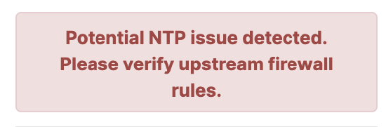 NTP error message. 