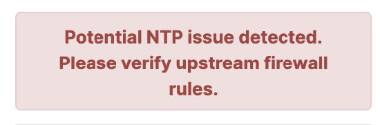 NTP error message.