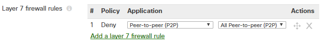 L7 firewall rule settings: Deny application.