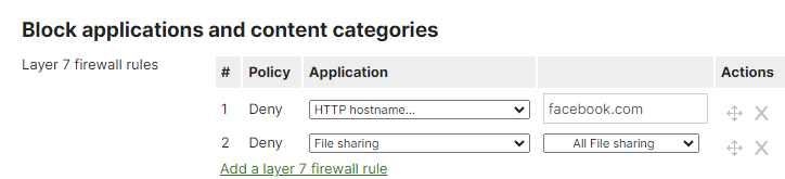 Screenshot showing updated layer 7 firewall rules UI