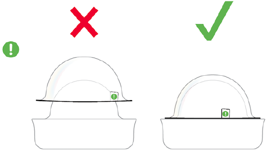 This image demonstrates the importance of leaving the protective plastic sticker on the camera bubble to prevent damage during installation.