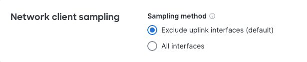 Network Client Sampling selection - Meraki Dashboard UI 