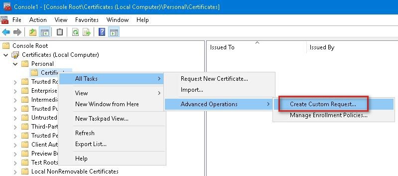 Creating certificate custom request