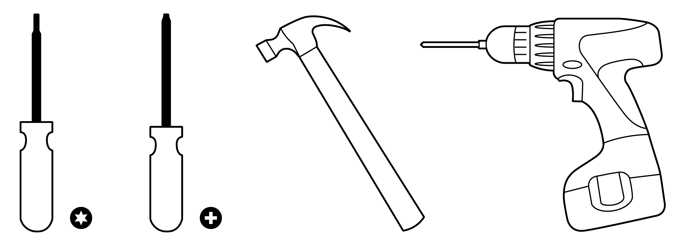 The picture shows tools required for installation.