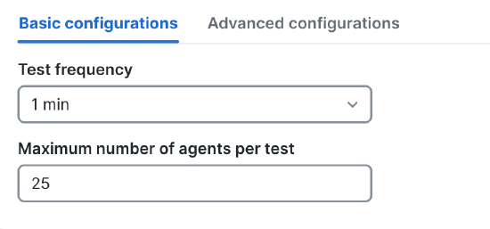 This image is displayed to show the basic configuration options for setting up a test.