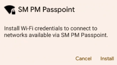 At the system prompt, select the 'Install' option to proceed. Once the 'Credentials Installed' alert window appears, select the 'Done' button to complete the process.
