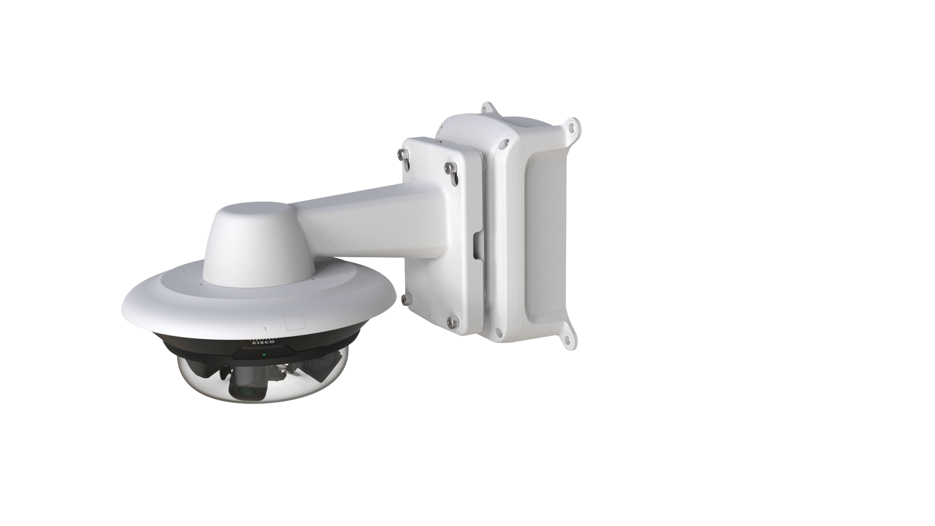 This image illustrates how to install the MV84X camera with the MA-MNT-MV-49 wall arm mount for a clear, downward-facing view.