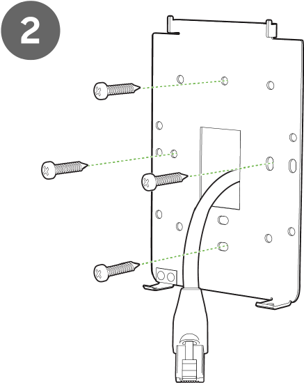 This image displays to secure the mount cradle to the junction box using the appropriate mounting hardware designed for your specific type of junction box.