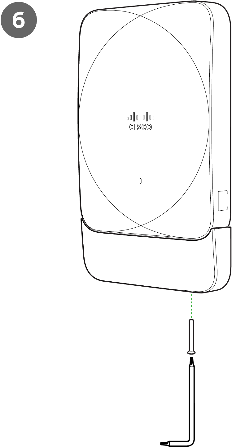 This image displays to secure the port cover by using a 25mm Torx screw on the right side and a 12mm Torx screw on the left side. Tighten the screws with an Allen key tool.