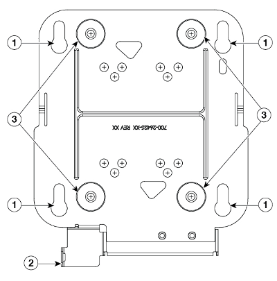 Diagram of The AIR-AP-BRACKET-1 with elements highlighted with the numbers 1-3